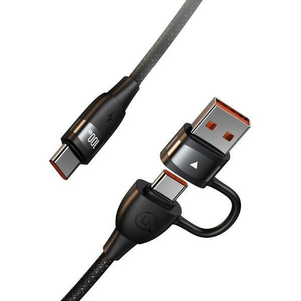 USAMS Kábel U85 2xUSB-C/USB-A 1,2 m 100 W PD Fast Charge čierny SJ654USB01