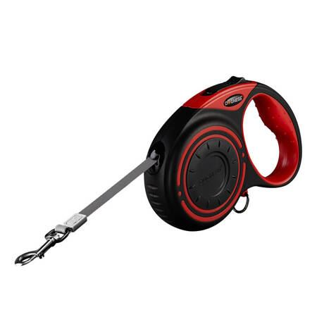 Dogness JS04 automata 5 m-es póráz zseblámpával piros-fekete (843775119924) (JS04 Red)