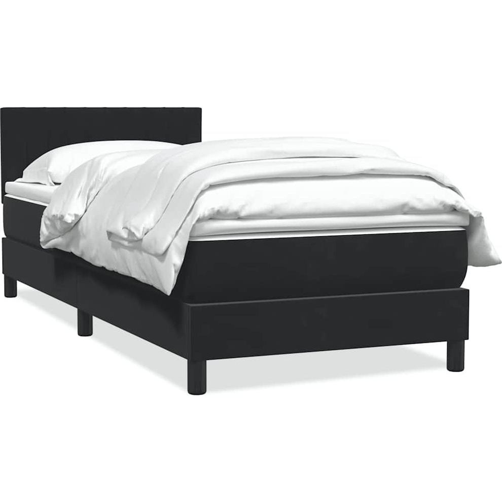 fekete bársony rugós ágy matraccal 80x220 cm (3316427)