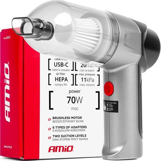 Brezžični akumulatorski sesalec za avto z brezkrtačnim motorjem 70W 11kPa USB-C