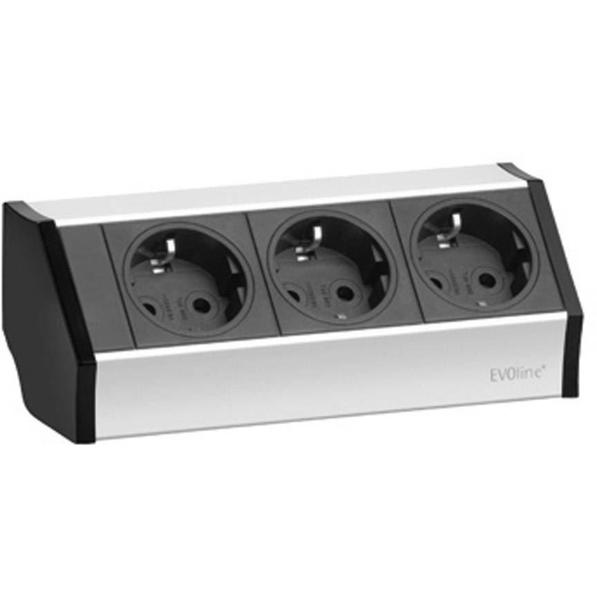 EVOline 159360001300 Hálózati elosztó 3 részes Fekete, Ezüst Védőérintkezős 2,5m (e159360001300)