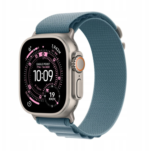Apple Watch Ultra 3 GPS + Cellular 49 mm корпус от естествен титан, светлосин каишка Alpine Loop