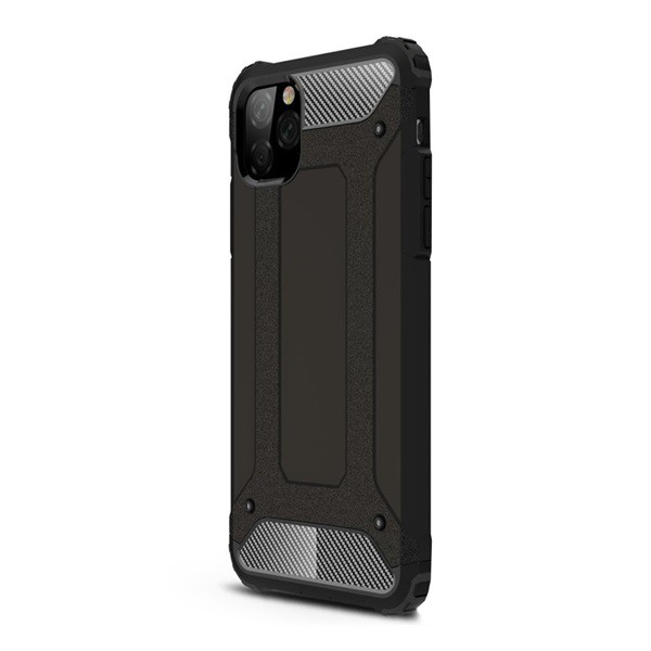 Defender műanyag telefonvédő (közepesen ütésálló, légpárnás sarok, szilikon belső, fémhatás) FEKETE [Apple iPhone 11 Pro Max] (5996457900510)