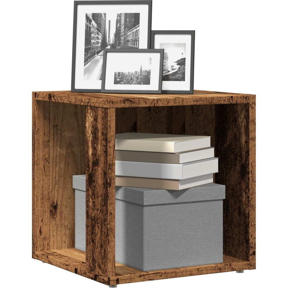 antik fa színű szerelt fa kisasztal 33 x 33 x 34 cm (856716)