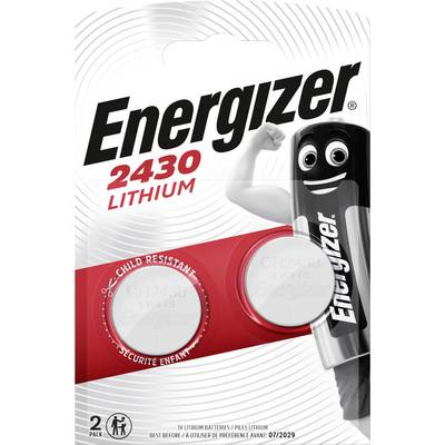 CR2430 lítium gombelem, 3 V, 290 mA, 2 db, Energizer BR2430, DL2430, ECR2430, KCR2430, KL2430, KECR2430, LM2430 (637991)