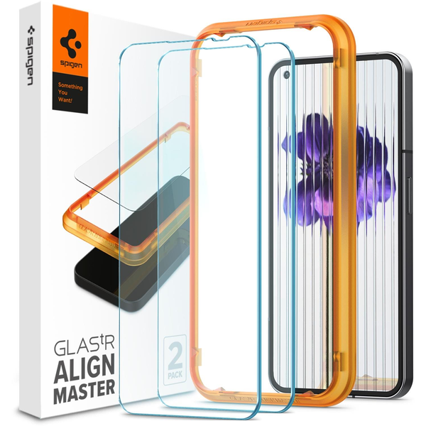 Комплект 2 прозрачни стъклени фолиа със система за монтаж Spigen ALM GLAStR SLIM, Съвместим с Nothing Phone 1