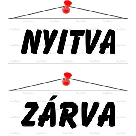Információs tábla, 22x8,5 cm, kétoldalas, "Nyitva/Zárva", fehér (LUIN005) (LUIN005)