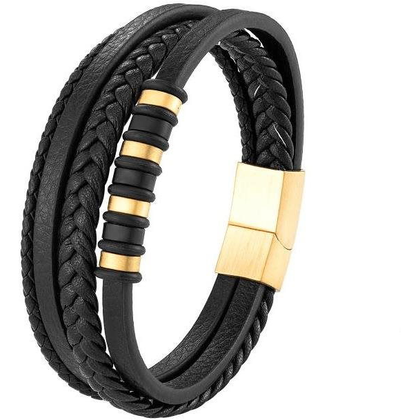 Predator Q1 bőr karkötő 22 cm - arany A14623 (16501)