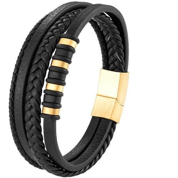 Predator Q1 bőr karkötő 22 cm - arany A14623