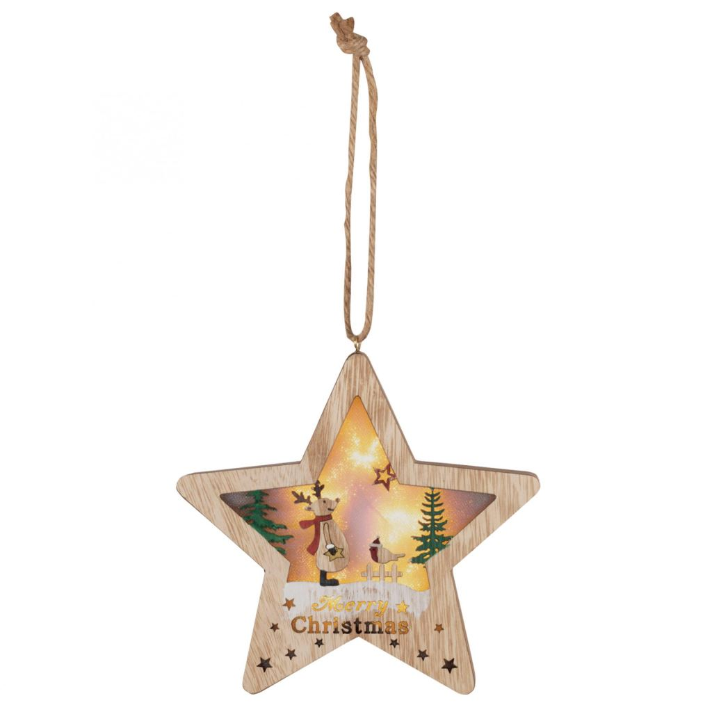 Somogyi KLW 17 R fa ablak-, ajtódísz, csillag alakú, rénszarvas figurával (KLW17R)