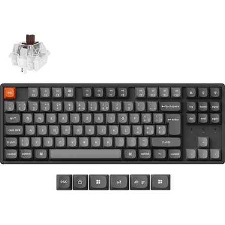 Keychron K8 Max Bluetooth / vezeték nélküli magyar Super Brown mechanikus billentyűzet fekete (K8M-J3Z-HU)