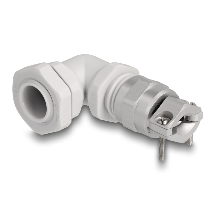 Delock Kábel tömszelence PG9 90 hajlított feszültség mentesítős és hajlítás védelemmel ellátott szürke (60592) (60592)