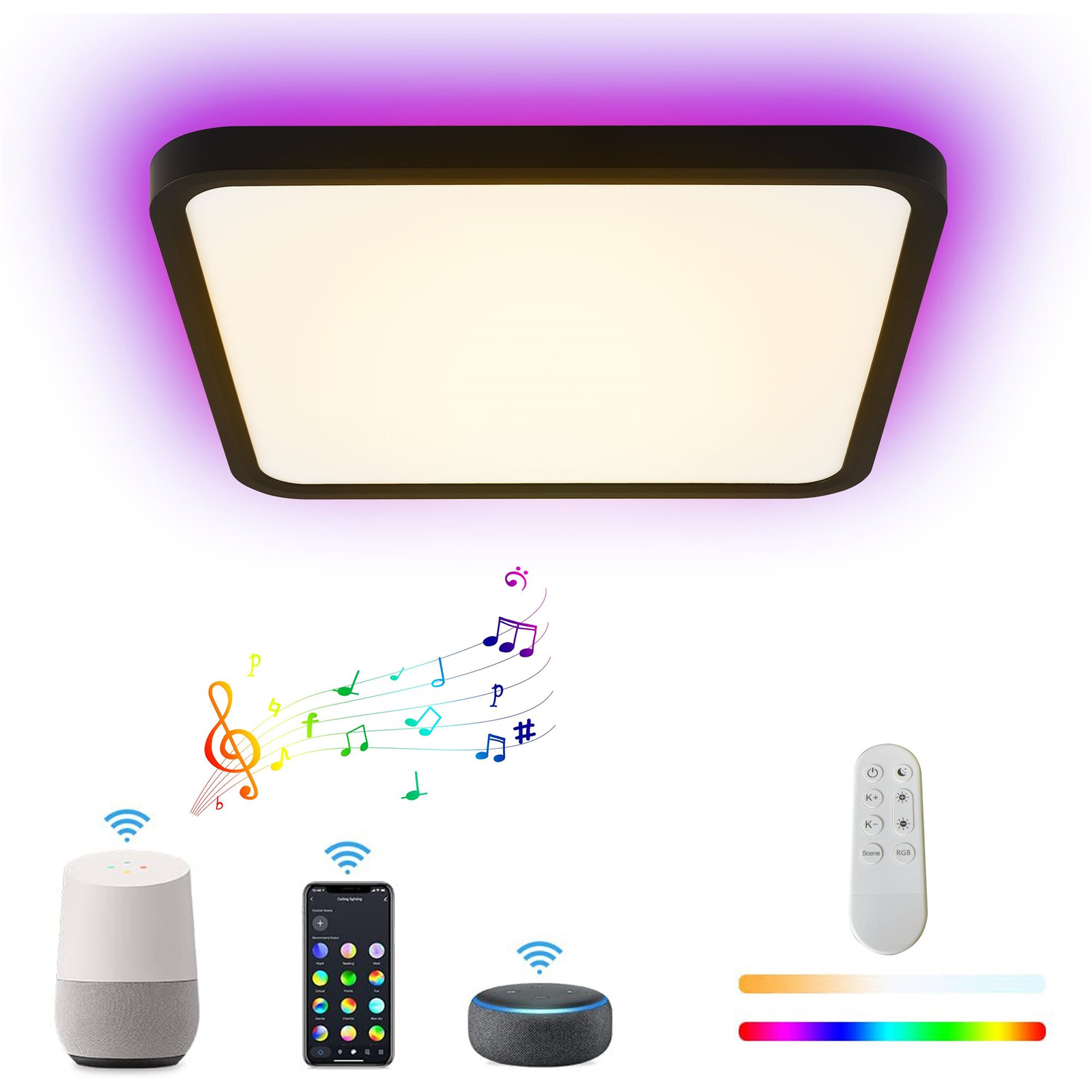 IMMAX NEO LITE TUDO Smart - RGB háttérvilágítás, 40x40 cm, 50W, Tuya, WiFi, fekete (07167-B40)