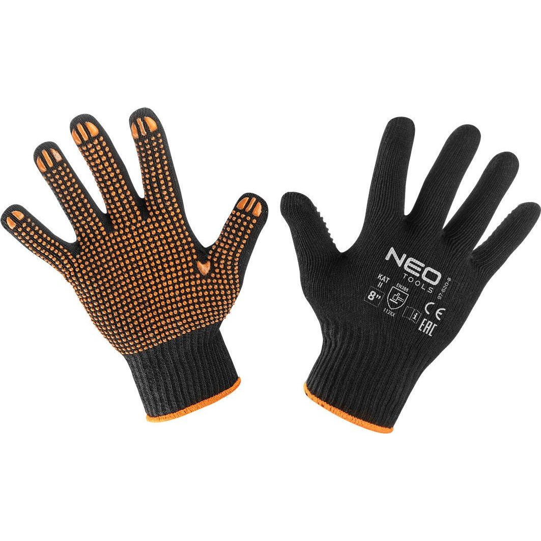 NEO 97-620-8 Munkakesztyű, Latex Bevonatú Pamut Poliészterrel, Csúszásgátló Pöttyökkel, 2143X, 8