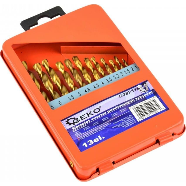 Wiertło Geko KPL.WIERTEŁ 13SZT.1,5-6,5MM POW.TYTAN.M BOX (20/80) G38231 GEKO