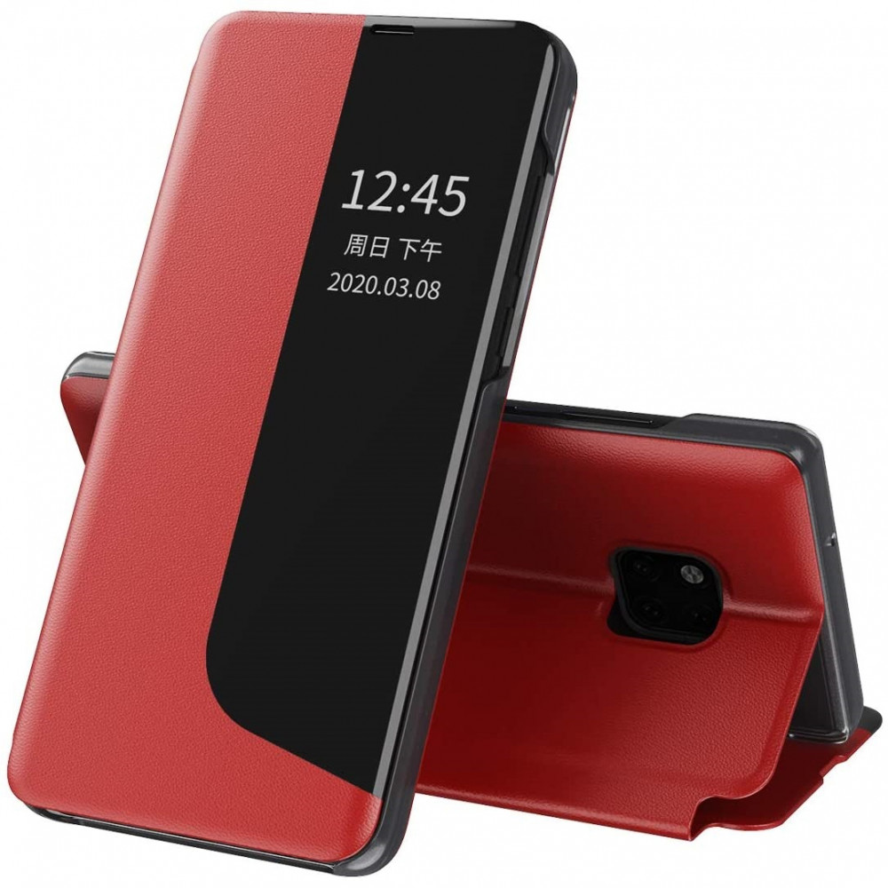 Huawei P30, Oldalra nyíló tok, stand, hívás mutatóval, Wooze FashionBook, piros (97094)