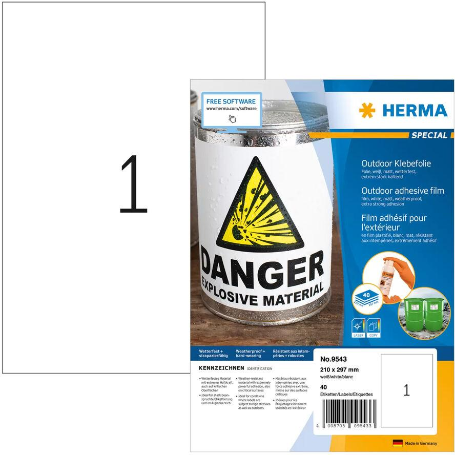 HERMA Etik. A4 Outdoor Klebefolie weiß 210x297 mm 40 St (9543) (9543)