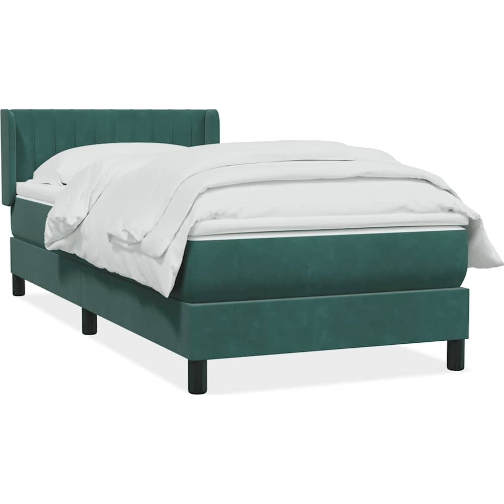 sötétzöld bársony rugós ágy matraccal 90x220 cm (3318312)