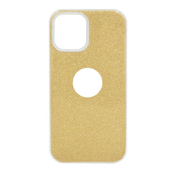 Szilikon telefonvédő (műanyag belső, csillogó hátlap, logo kivágás) ARANY [Apple iPhone 13 Pro] (5996591132785)