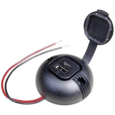 ProCar Kerek beépített tápellátású USB-C/A dupla aljzat fedéllel Terhelhetőség max.=5 A 12 V, 24 V (67347601)