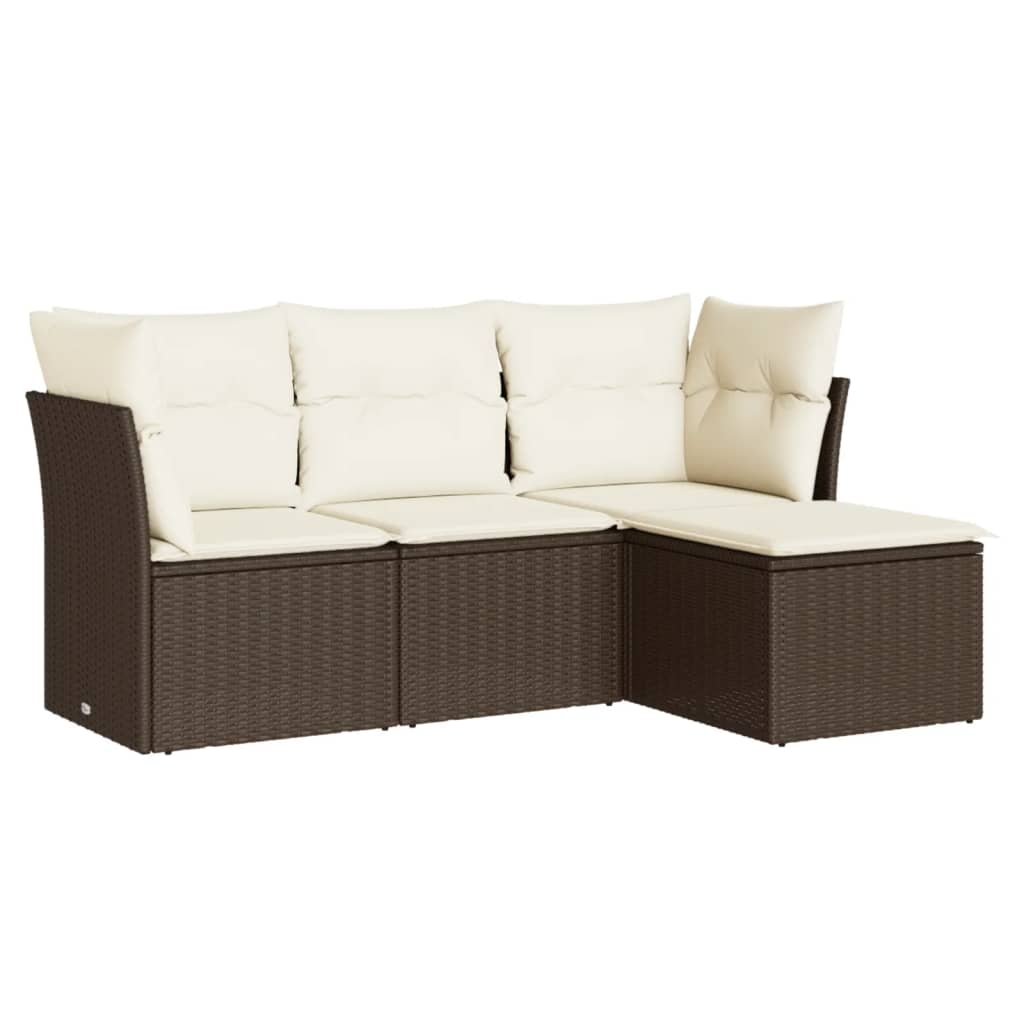 4 részes barna polyrattan kerti ülőgarnitúra párnákkal (3249382)
