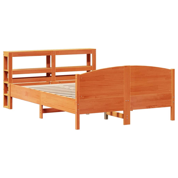viaszbarna tömör fenyőfa ágy matrac nélkül 140 x 200 cm