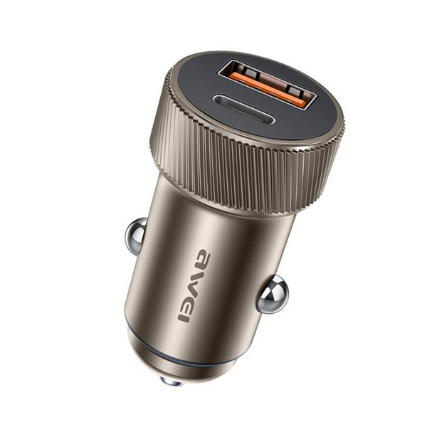 AWEI ład. sam. C-857 33W USB+USB-Cbrązowa/brown