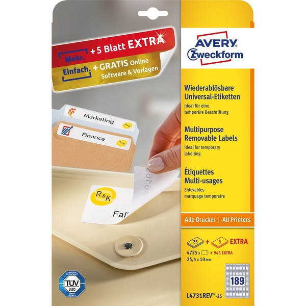 Avery Zweckform 25,4 x 10 mm Címke tintasugaras és lézer nyomtatóhoz (240 db / csomag)