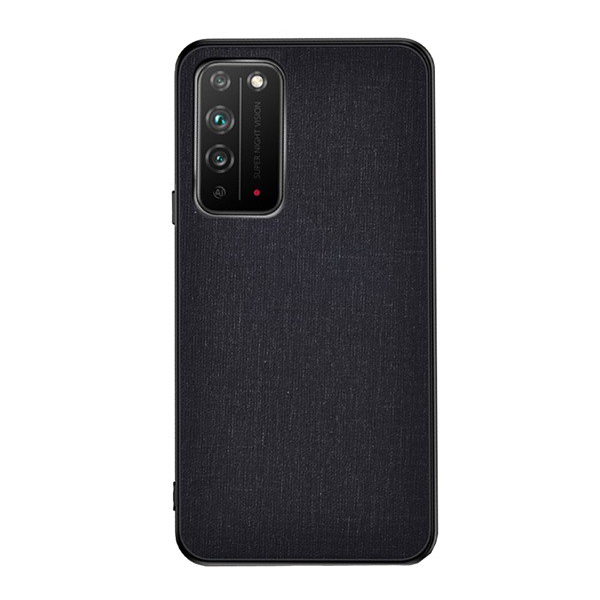 Műanyag telefonvédő (közepesen ütésálló, szilikon keret, textil hátlap) FEKETE [Honor X10 5G] (5996457990894)