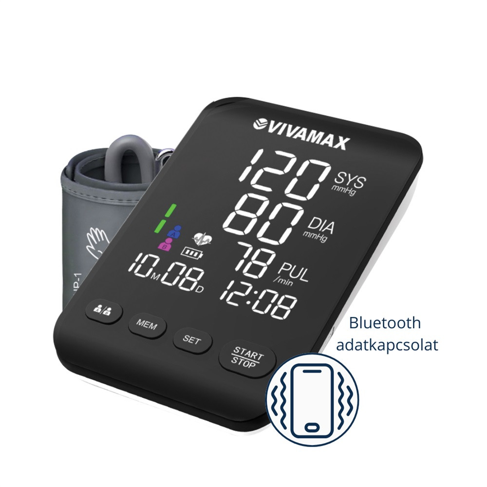 Vivamax V31BT Felkaros Digitális Bluetooth Vérnyomásmérő - Fekete (GYV31BT)