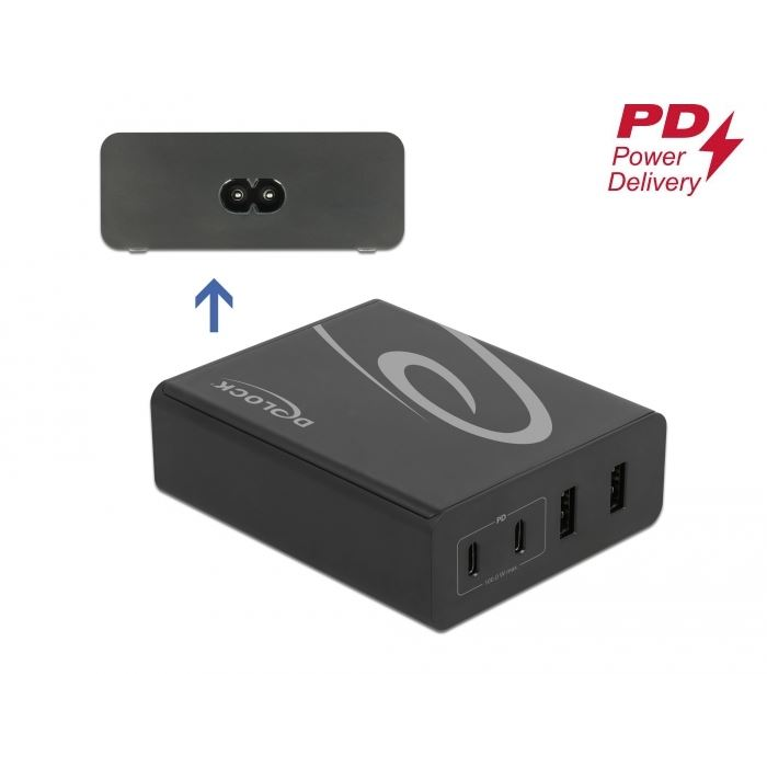 Delock 2xUSB-C + 2xUSB-A töltő (41440) (DL41440)