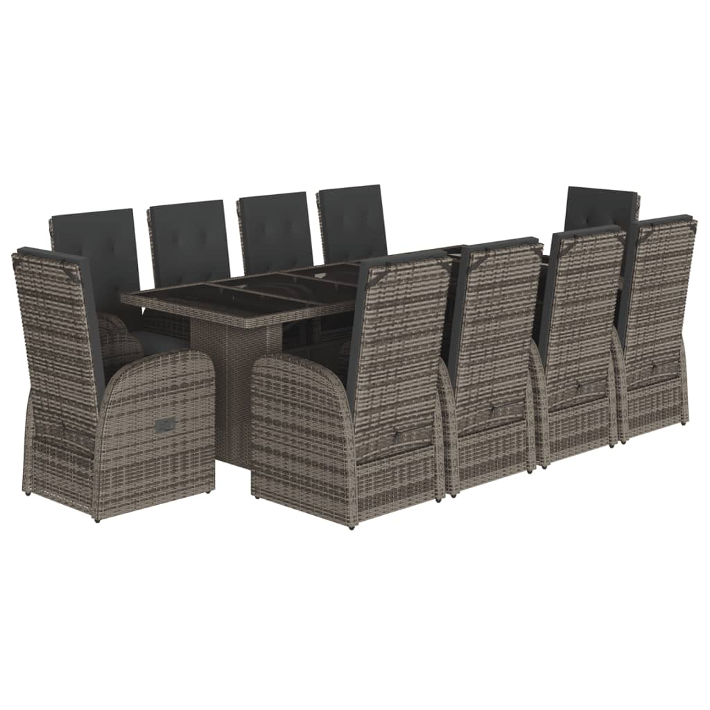 11 részes szürke polyrattan kerti ülőgarnitúra párnákkal (3277606)