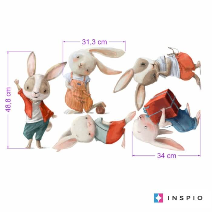 Imádnivaló kicsi nyuszik - Akvarell matrica falra (9206f)