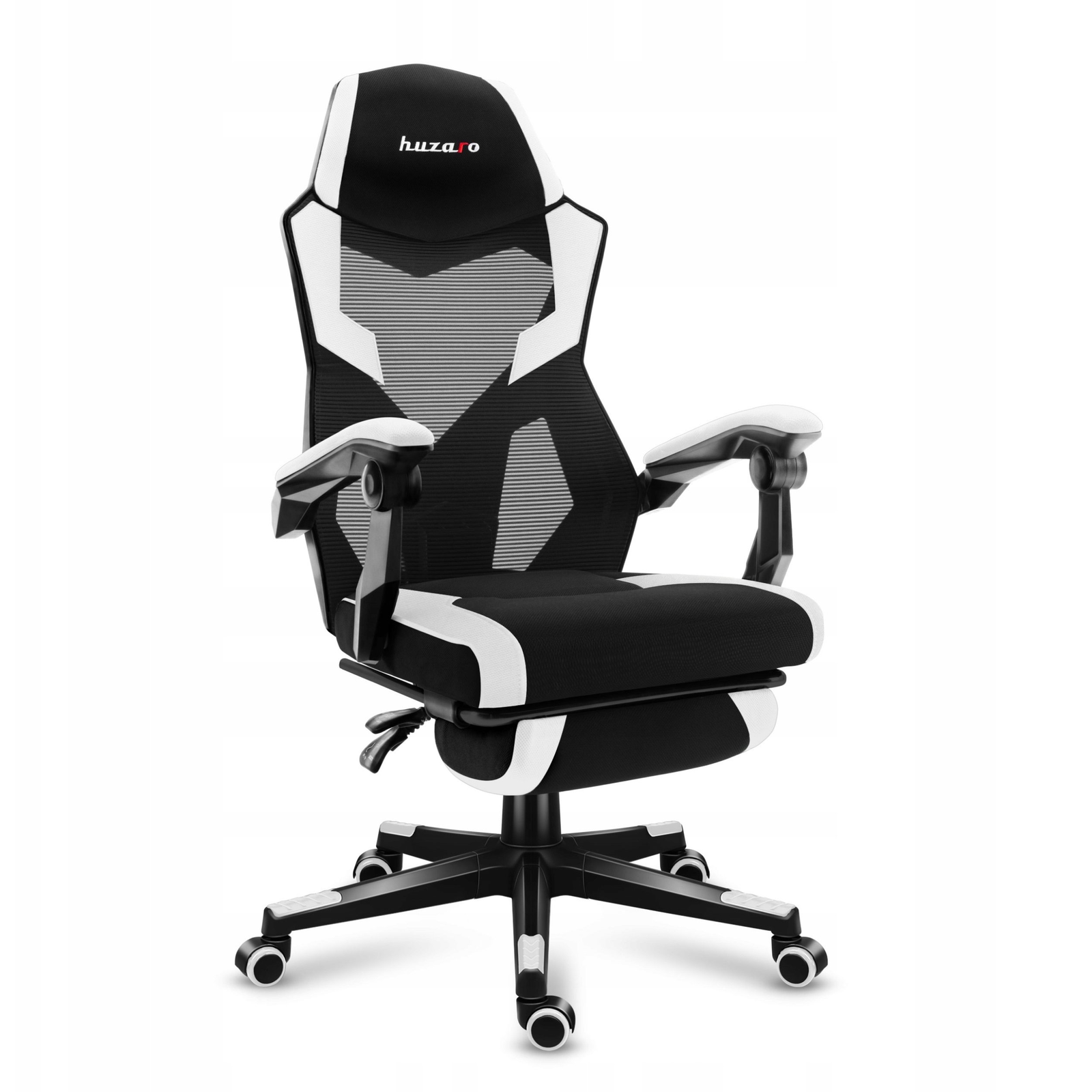 Gamer Szék, Lábtartó, Lélegző Anyag, Ergonómikus Kartámaszok, Fekete-fehér (HZ-COMBAT 3.1 WHITE)