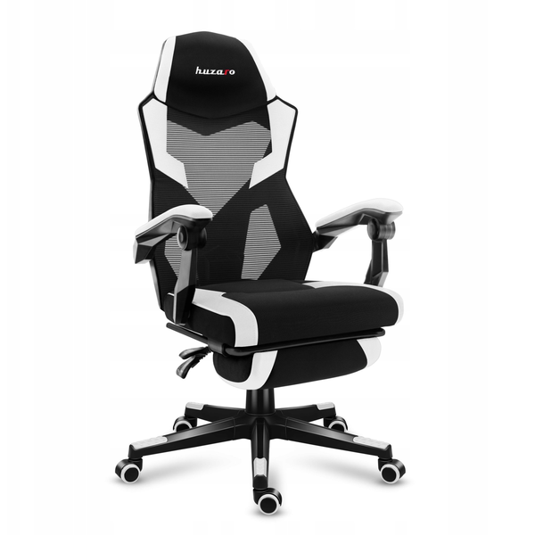 Gamer Szék, Lábtartó, Lélegző Anyag, Ergonómikus Kartámaszok, Fekete-fehér