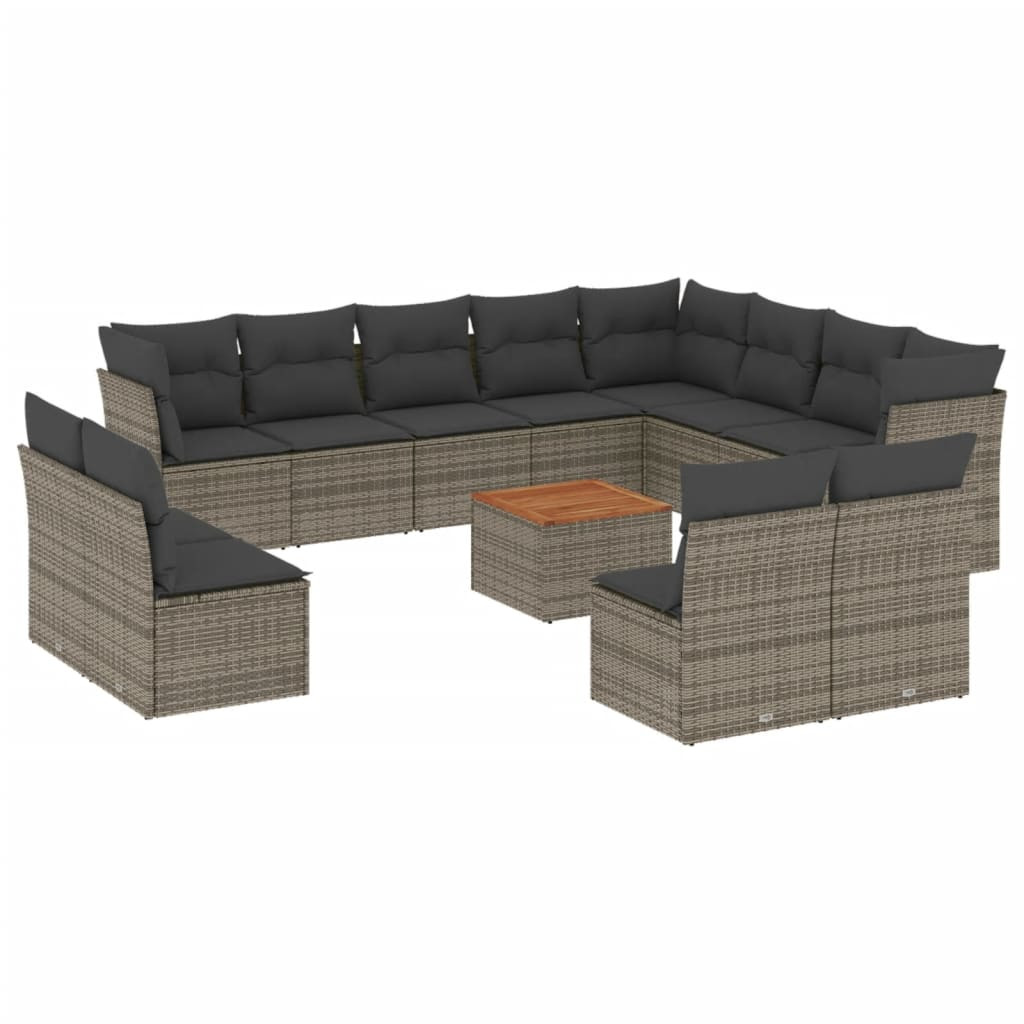 13 részes szürke polyrattan kerti ülőgarnitúra párnákkal (3256263)