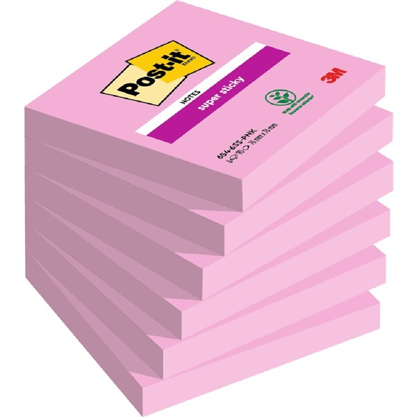 3M Post-it Super Sticky 76x76mm Öntapadó jegyzettömb - Rózsaszín (90 lap/tömb)
