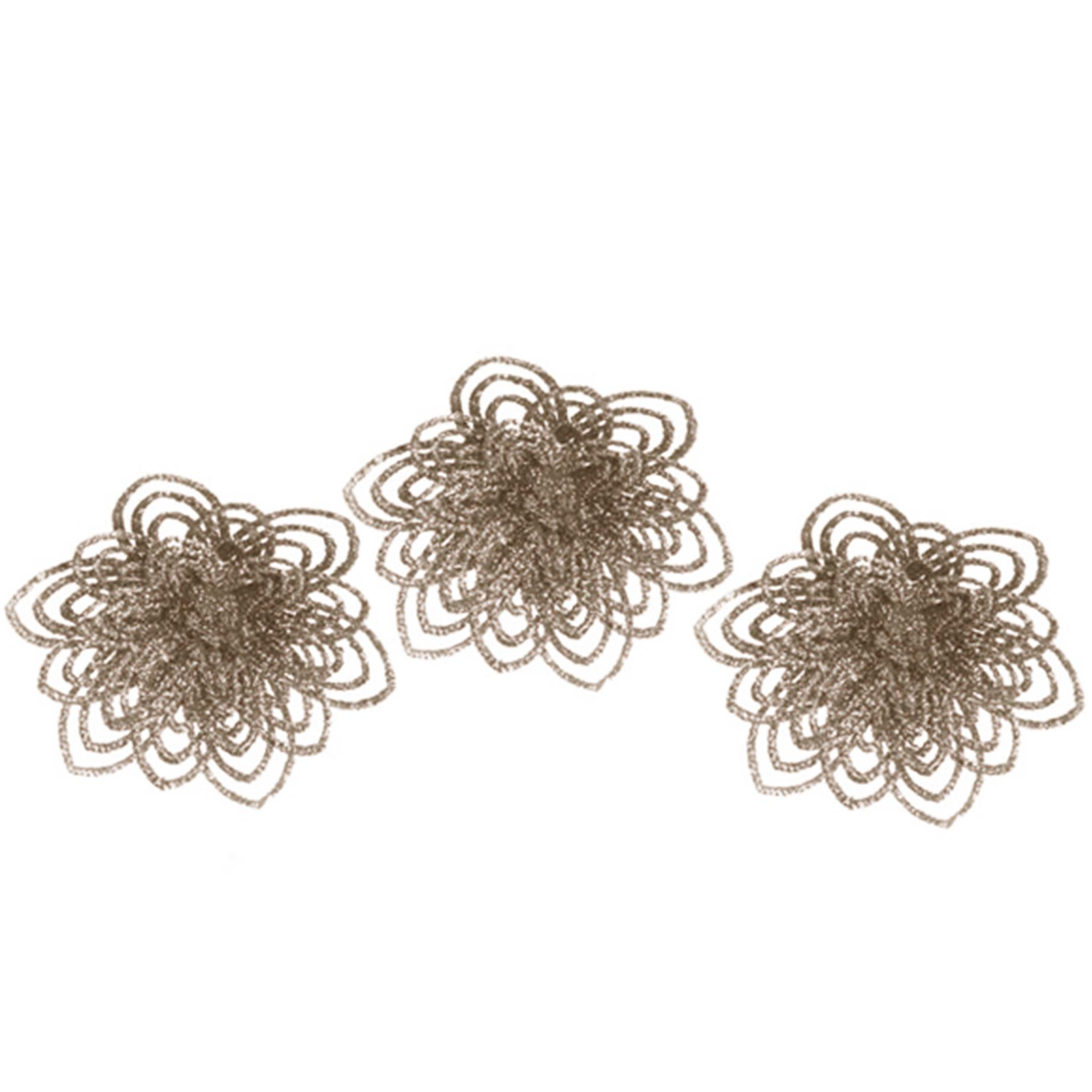 LAALU Díszkészlet, csipeszes virág, pezsgőszínű, 12 cm, 3 db (LAU-6265)