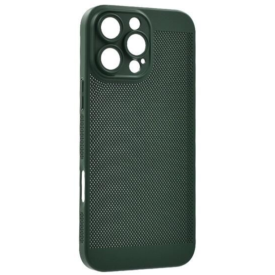 Gigapack Apple iPhone 16 Pro légáteresztő, lyukacsos műanyag tok sötétzöld (GP-159944) (GP-159944)