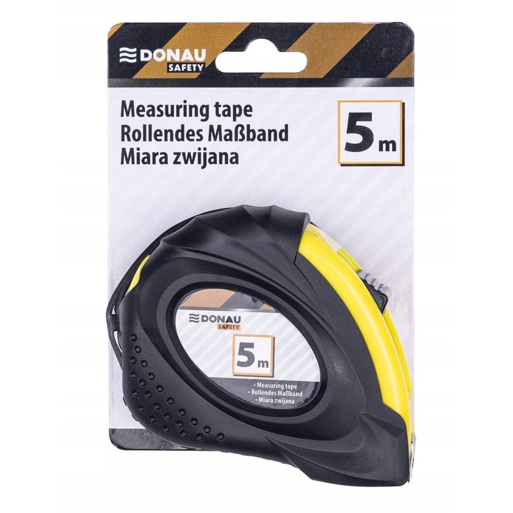 Mérőszalag, 5 m x 19 mm, DONAU "Safety", fekete-sárga (18215351-99)