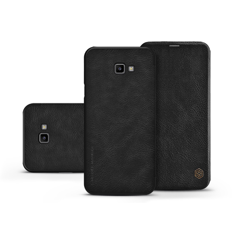 Nillkin Qin Samsung Galaxy J4 Plus Bőr Flip Oldalra Nyíló Tok - Fekete (NL166738)