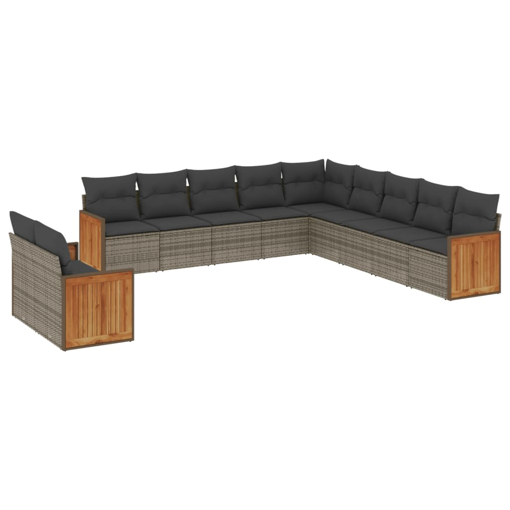 11 részes szürke polyrattan kerti ülőgarnitúra párnákkal (3260212)
