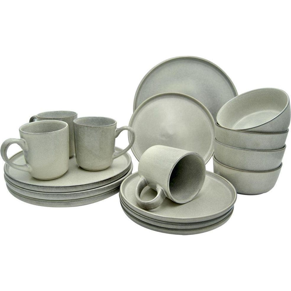 16 Darabos Jersey Kerámia Étkészlet, Szürke Színben