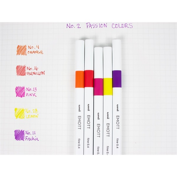 Uni Emott No.2 Passion Colors 5db-os vegyes színű tűfilc készlet (2UEMOTTNO2)