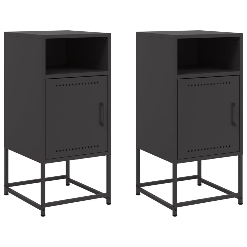 2 db fekete acél éjjeliszekrény 36 x 39 x 78 cm (846567)