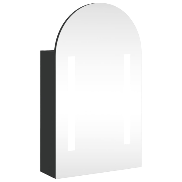 fekete ívelt tükrös fürdőszobaszekrény LED-del 42 x 13 x 70 cm