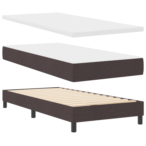 Boxspring Ágy Matrac nélkül Sötétbarna 90x190 cm Szövet