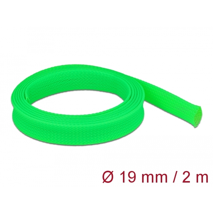 Delock Fonott kábelharisnya nyújtható 2 m x 19 mm zöld (20744)
