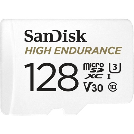 Card de memorie SanDisk micro SD Max Endurance Video 128 GB, Class 10, V30, UHS-I U3 + adaptor