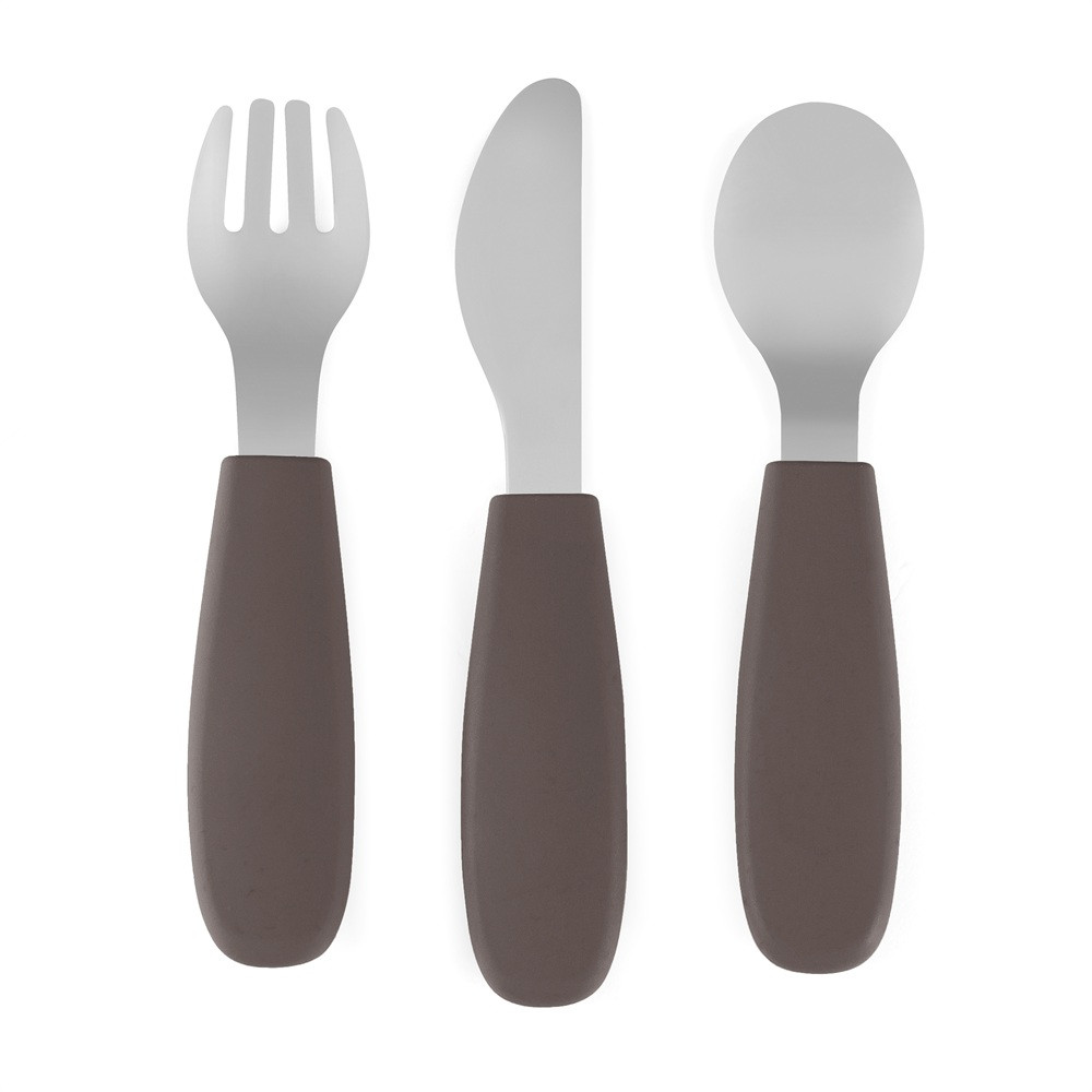 Petite&Mars Rozsdamentes acél evőeszközkészlet Take&Match Bitter Cocoa 12m+